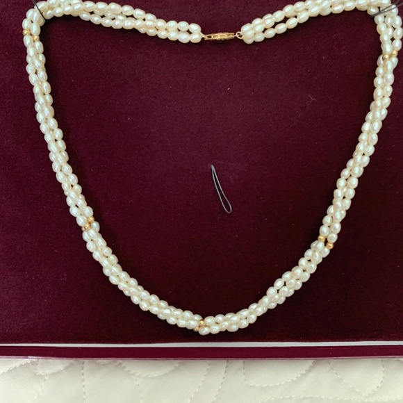 Genuine Freshwater Seed Pearl w/14K Gold Bead Accents and Clasp Necklace - Picture 3 of 8